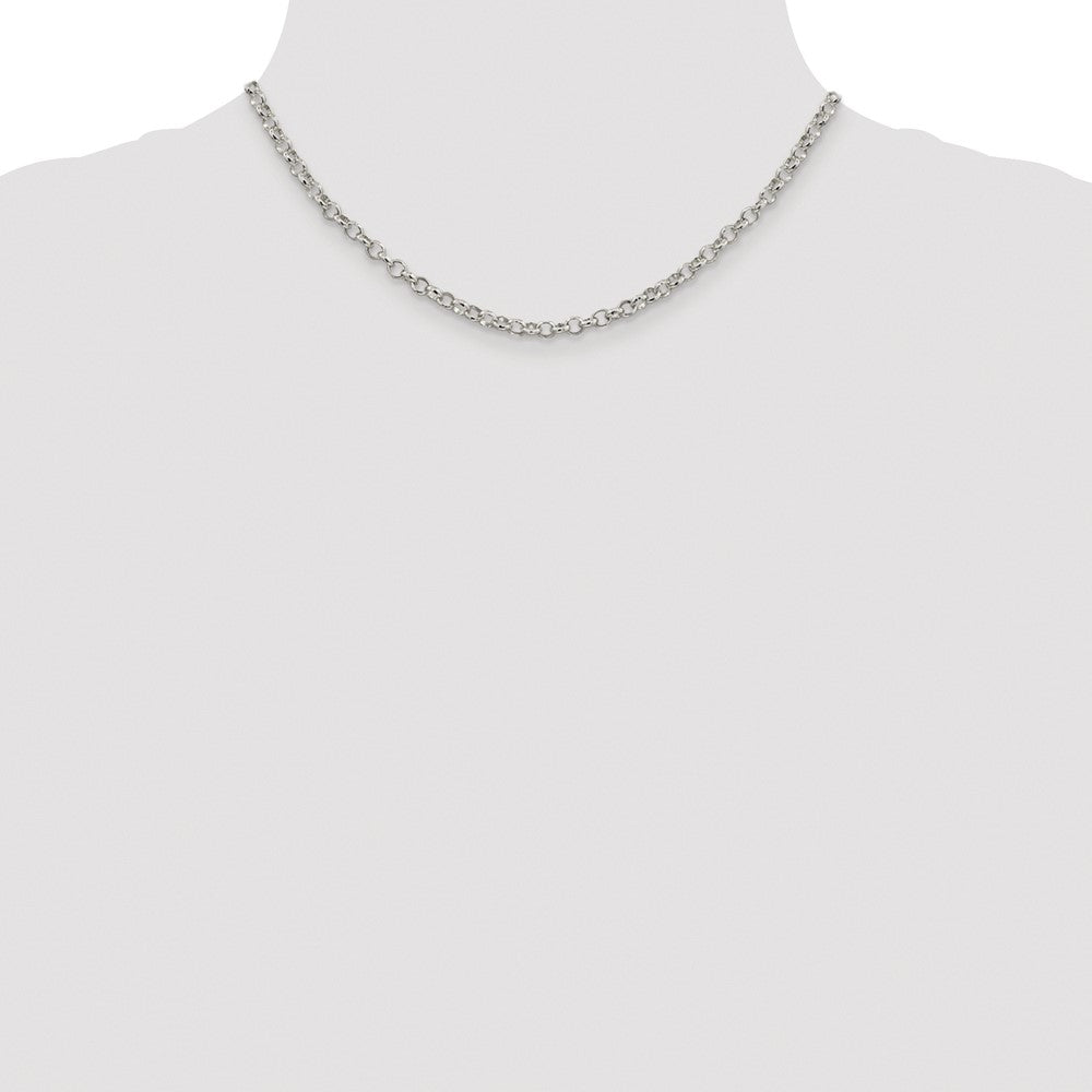 Sterling Silver Rhodium-plated 4mm Rolo Chain