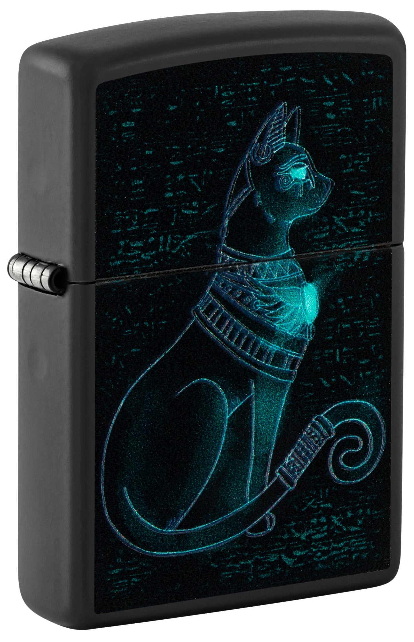 Zippo Lighter-Personalized Custom Message Engraved on Backside Cool Cat Bow Kitten Puddy Windproof Lighter (Black Light Spiritual Cat 48582)