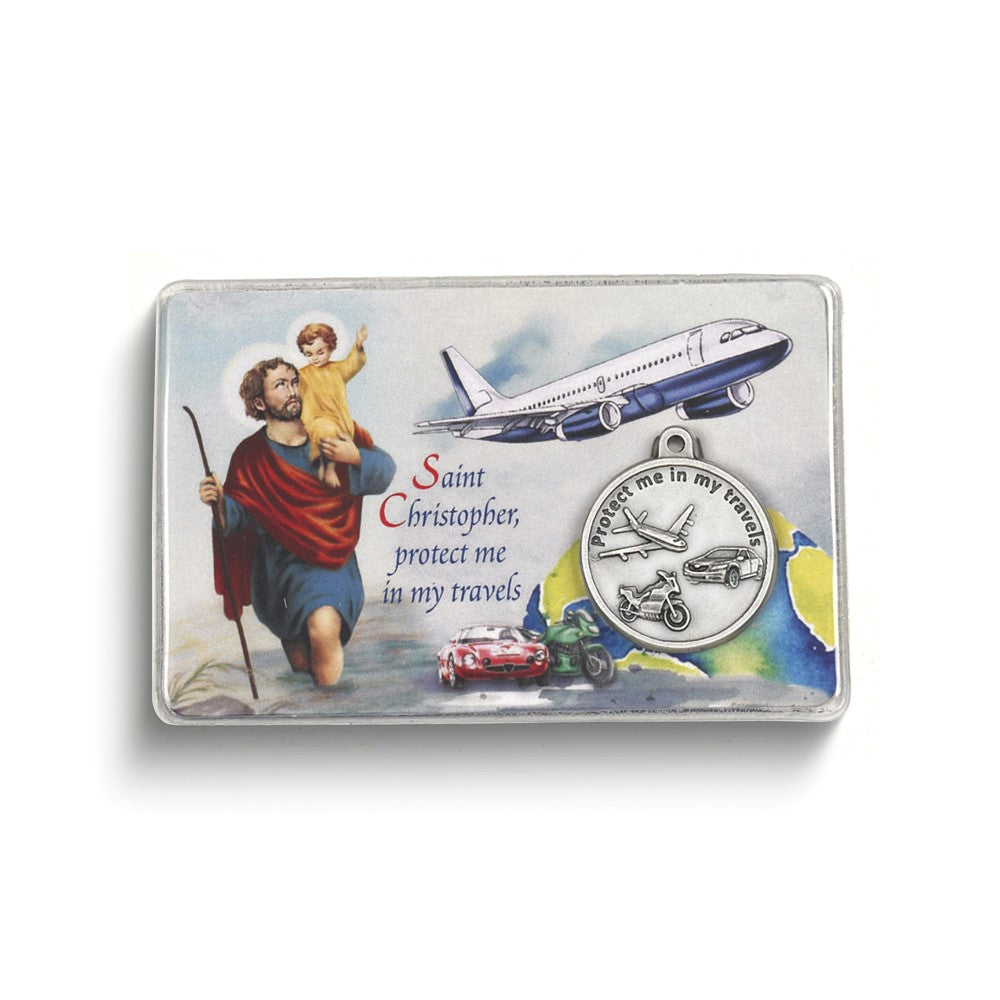 Silver-tone Saint Christopher Travelers Laminated Prayer Card