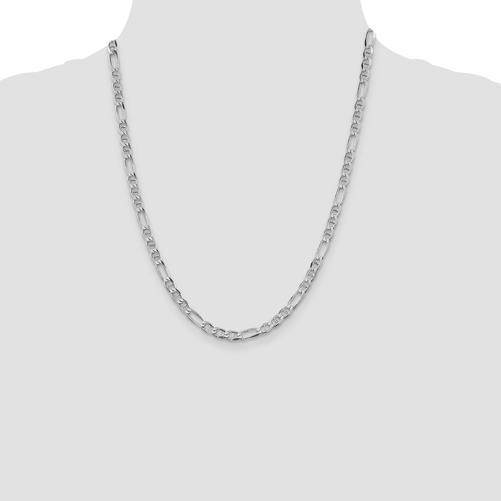 Sterling Silver Rhodium-plated 4.5mm Figaro Anchor Chain 22 Inches