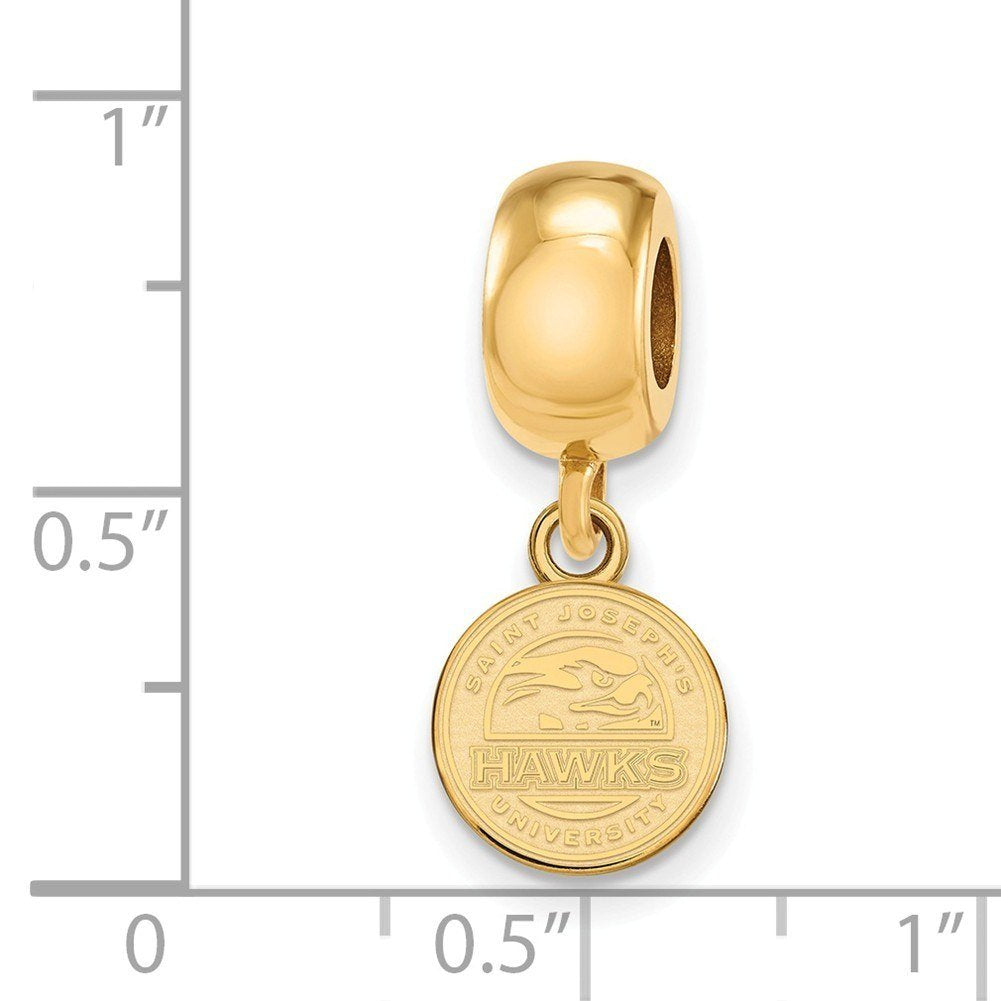 Sterling Silver Gold-plated LogoArt Saint Joseph's University Hawks Extra Small Dangle Bead Charm