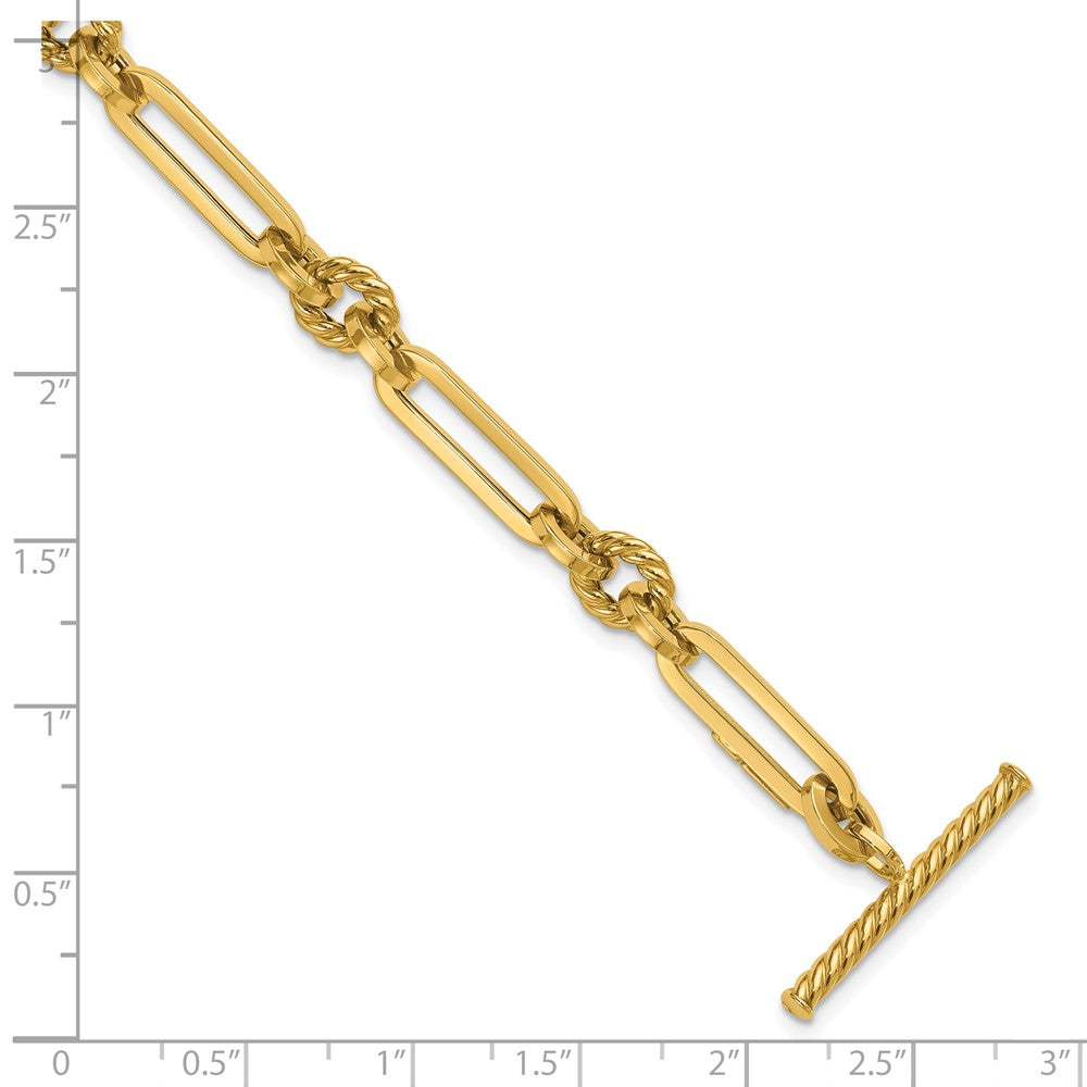 14K Polished Fancy Link Toggle Bracelet 7.5 inches