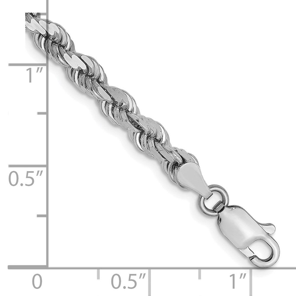 14K White Gold 4mm Diamond-Cut Rope Chain 8 inches