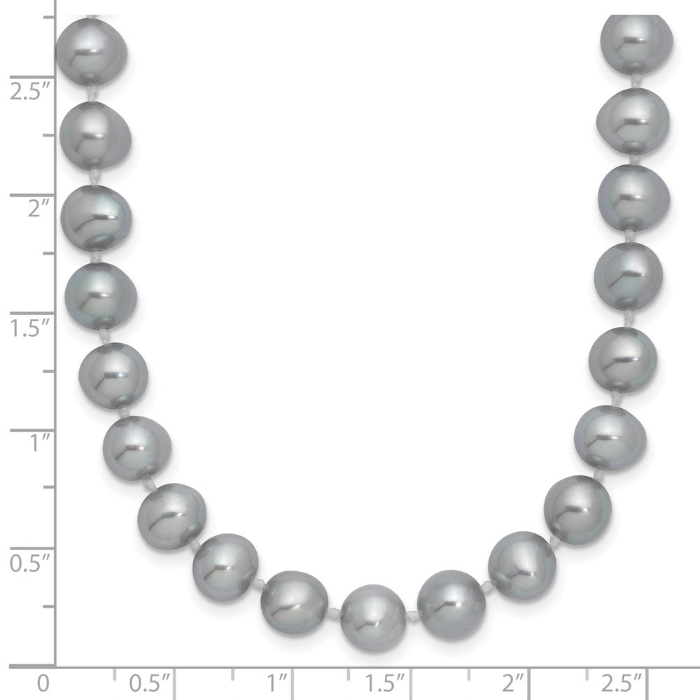 Sterling Silver Rhodium-plated 7-8mm Grey Near-Round Freshwater Cultured Pearl 20 inch Necklace 20 Inches