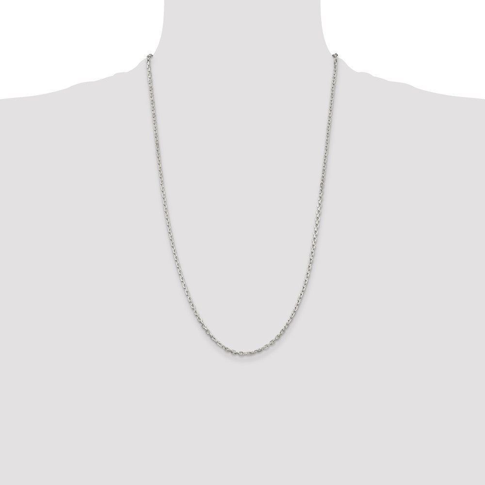 Sterling Silver 2.75mm Beveled Oval Cable Chain 26 Inches