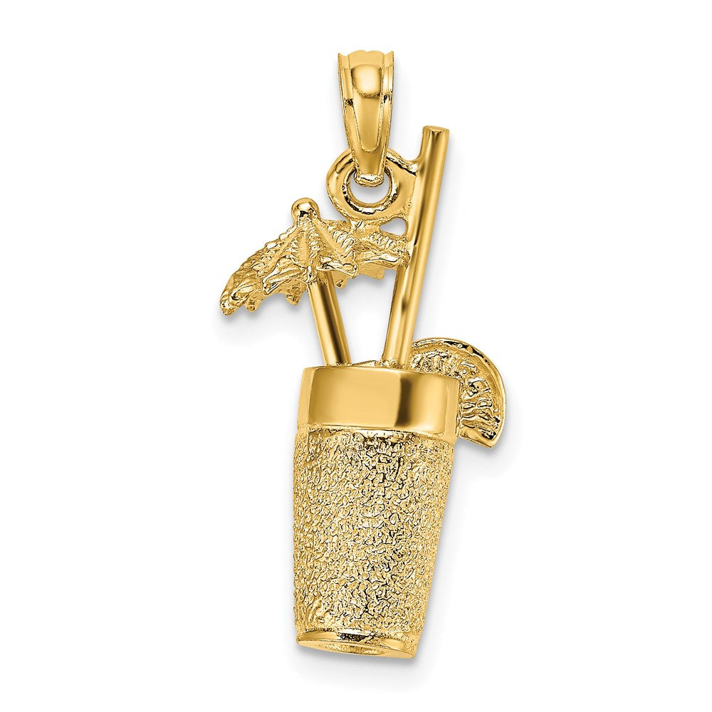 14K 3-D Textured Cocktail Drink Charm