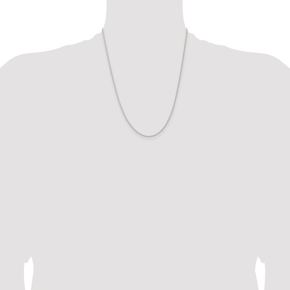 Sterling Silver Rhodium-plated 1.3mm Solid Rope Chain
