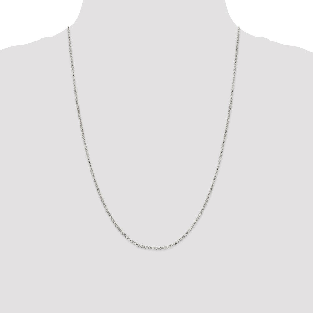 Sterling Silver 2mm Rolo Chain 24 Inches