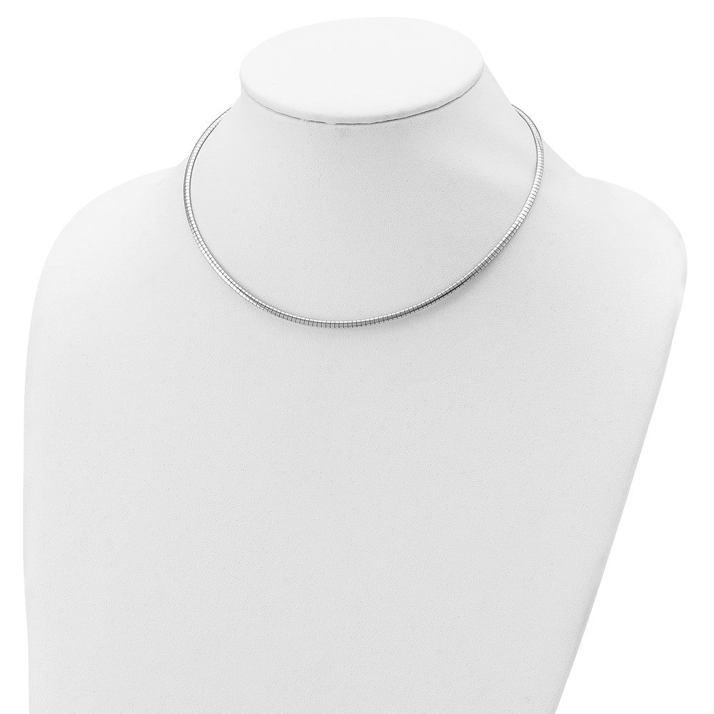 Sterling Silver Rhodium-plated 2mm with 2 inch Extention Cubetto Chain 16 Inches
