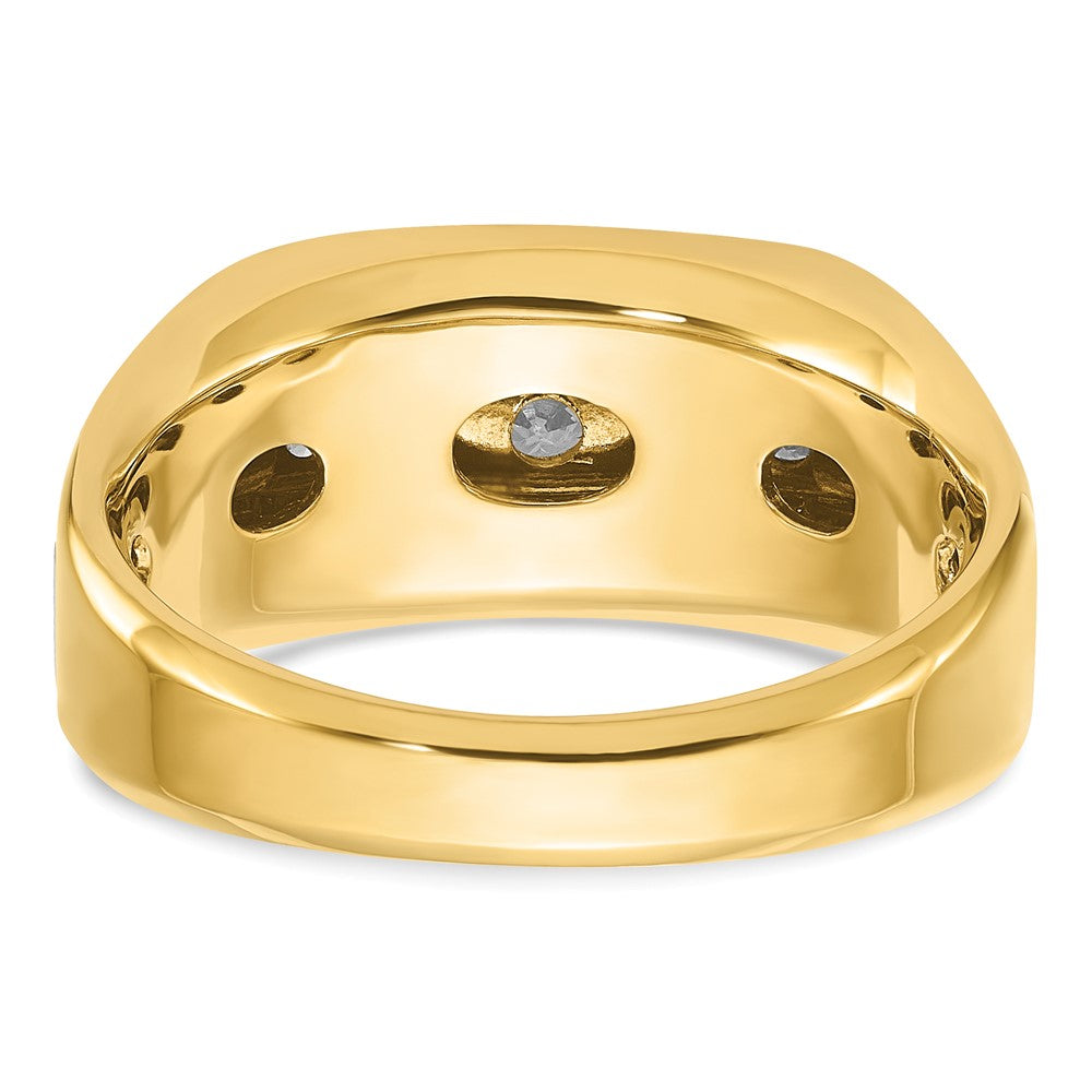 IBGoodman 14k Two-tone 1/2 carat Lab Grown Diamond VS/SI+ G+ Five Stone Complete Polished and Satin Men's Ring