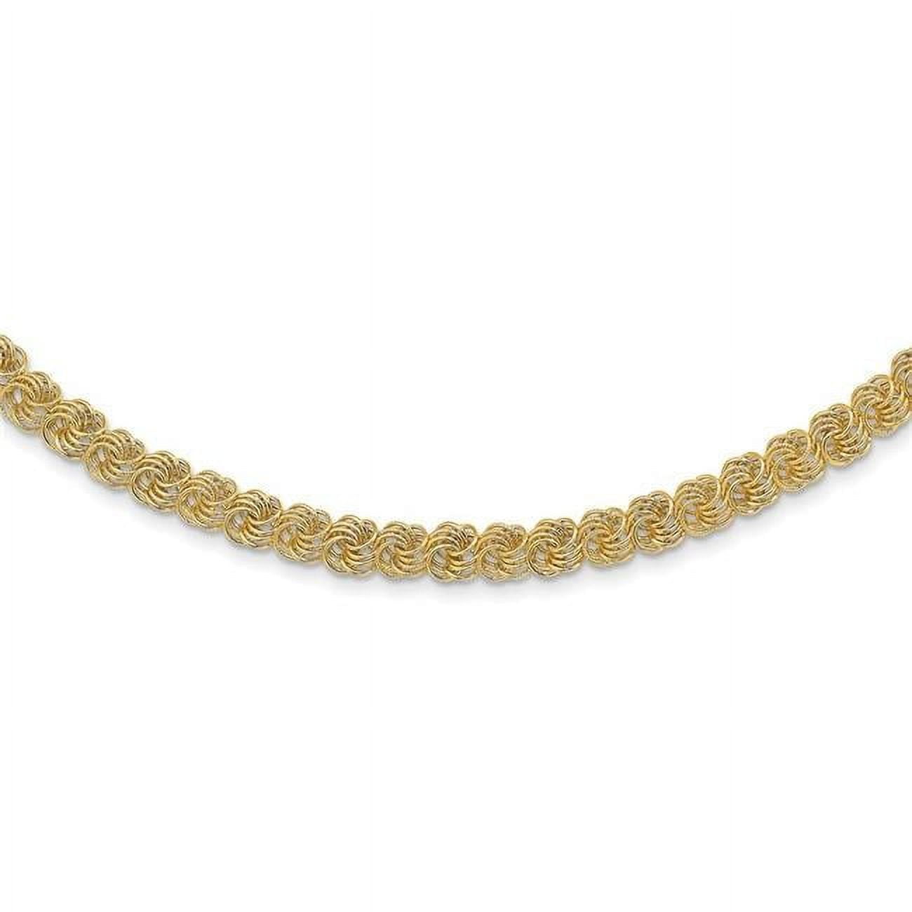 14K Polished & Textured Quadruple Link Necklace