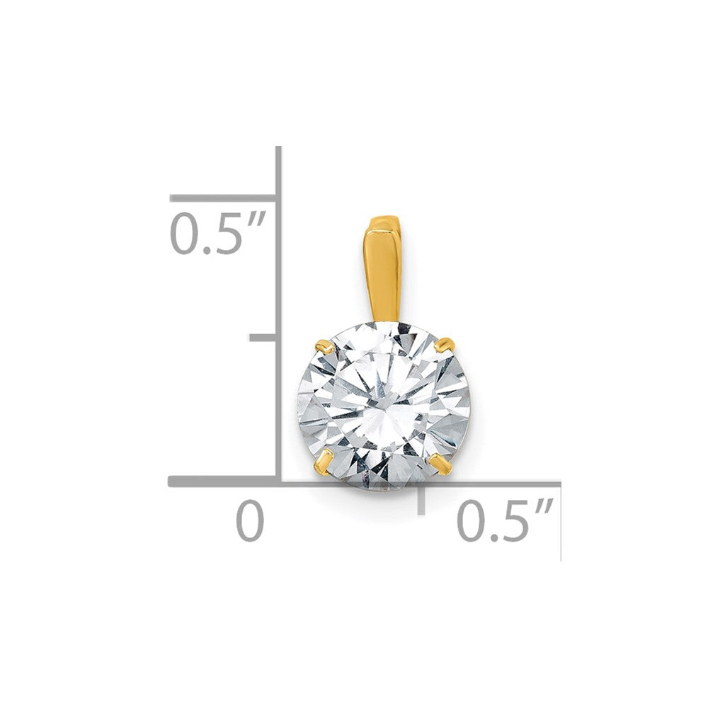 10k Polished 8.00mm Round CZ Solitaire Pendant