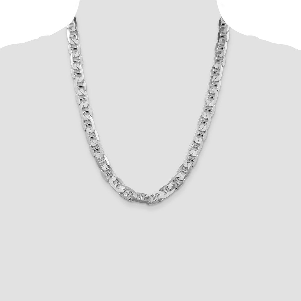Sterling Silver Rhodium-plated 9.5mm Flat Anchor Chain 22 Inches
