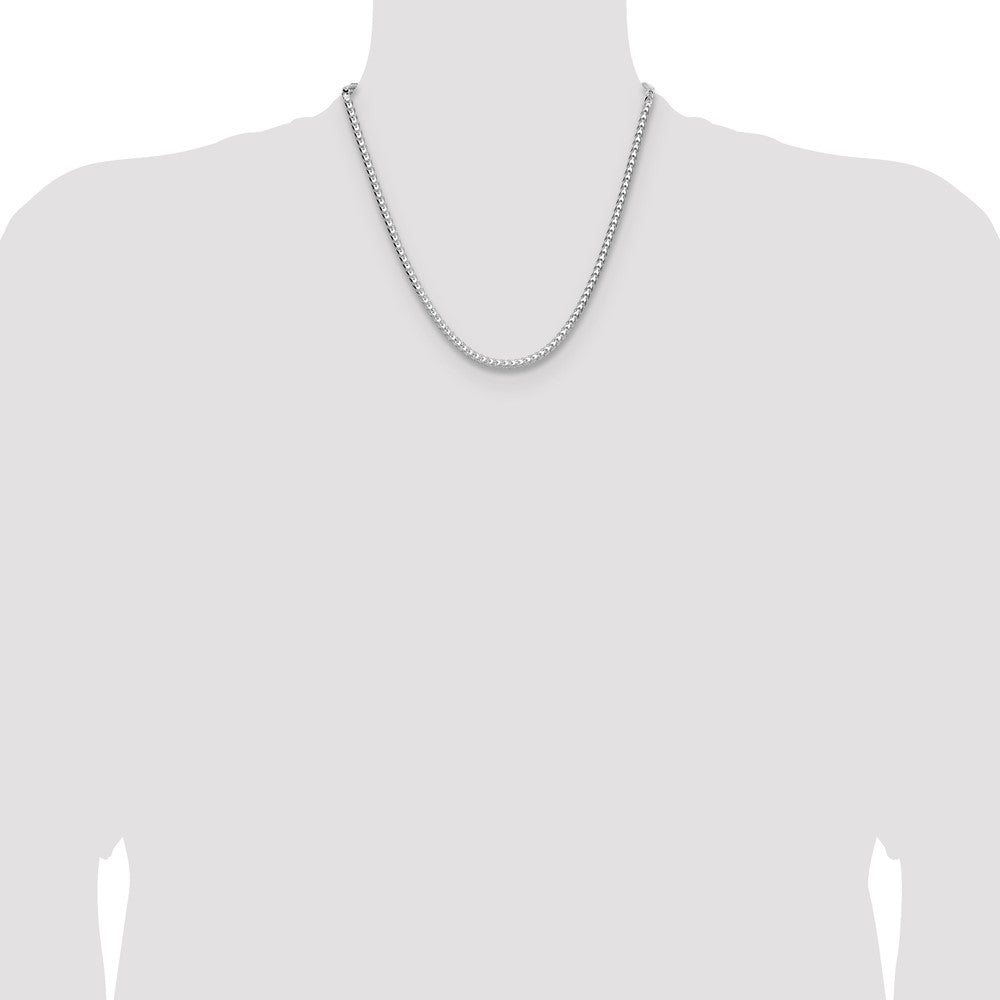 Sterling Silver Rhodium-plated 4.0mm D/C Square Franco Chain