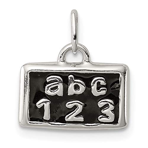 Sterling Silver Polished Enamel ABC 123 Pendant