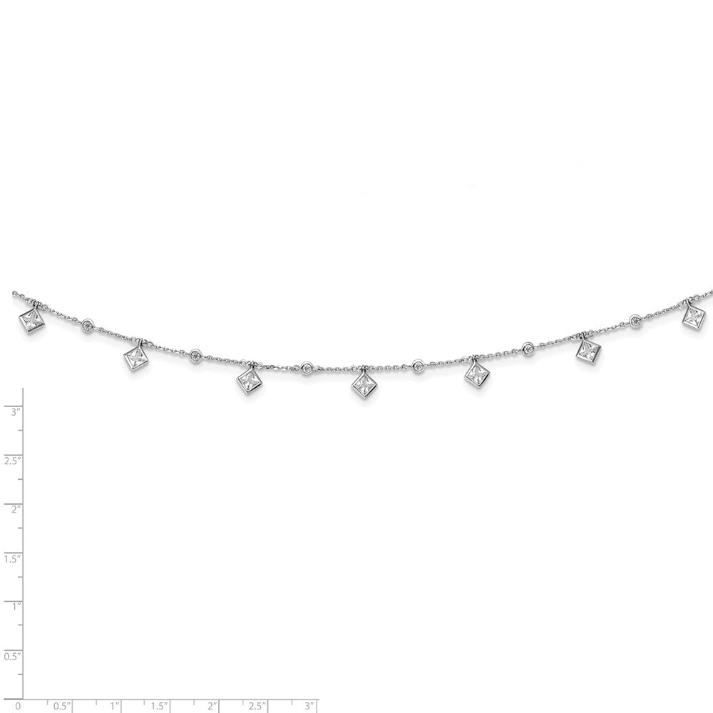 Sterling Shimmer Sterling Silver Rhodium-plated 16 inch 13 Stone 13 Station CZ Necklace with 2 inch extender 16 Inches