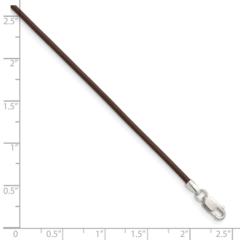 Sterling Silver 18inch 1.5mm Brown Leather Cord Necklace 18 Inches