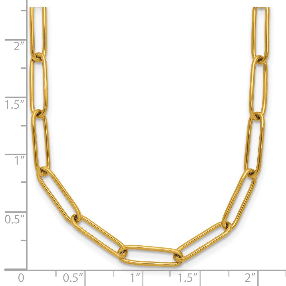 Stainless Steel Polished Yellow IP Paperclip Link 15in w/2in ext. Necklace