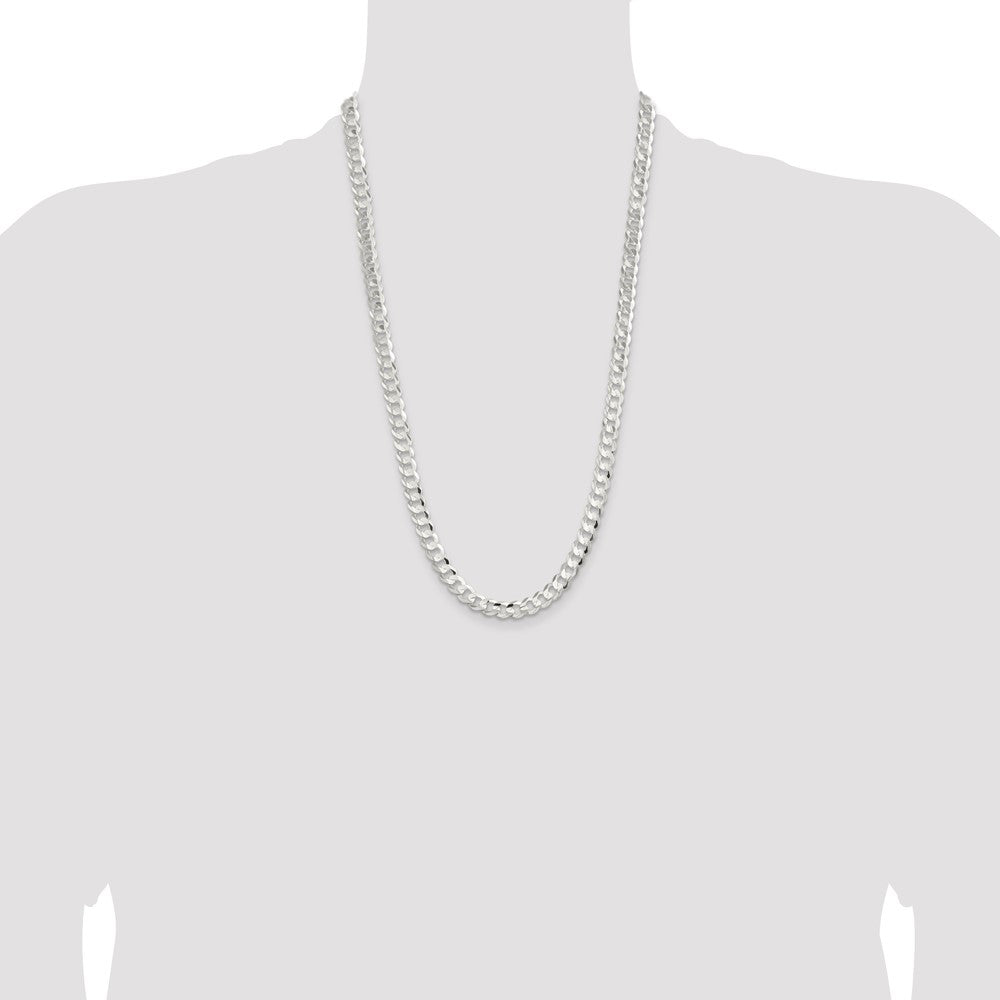 Sterling Silver 7.8mm Concave Beveled Curb Chain
