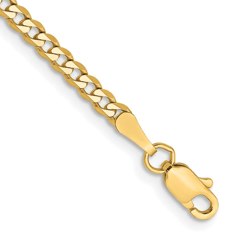 14K 7 inch 2.3mm Flat Beveled Curb with Lobster Clasp Bracelet 7 inches
