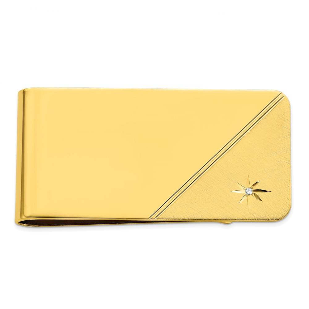 Gold-plated Kelly Waters Star Cut .001ct. Diamond Money Clip QGL8740