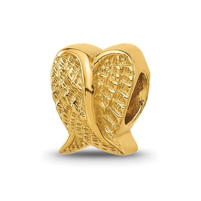 Sterling Silver Reflections Gold-plated Angel Wings Bead