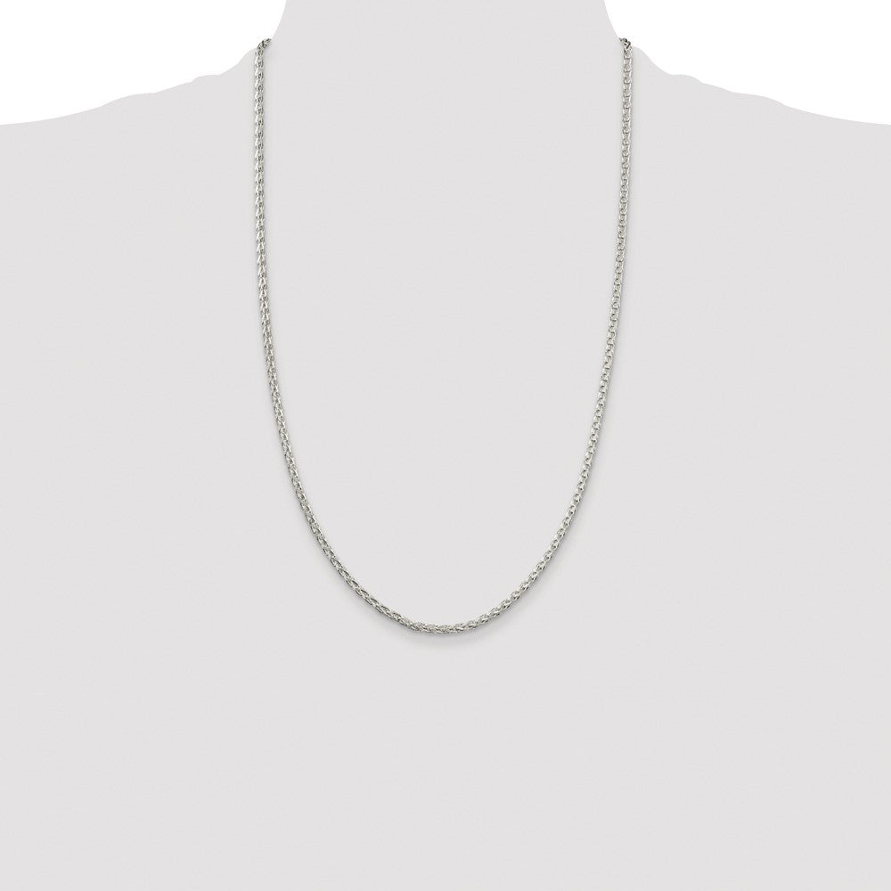 Sterling Silver Rhodium-plated 2.75mm Diamond-cut Spiga Chain