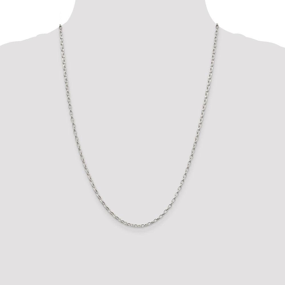 Sterling Silver 2.5mm Oval Fancy Rolo Chain 24 Inches