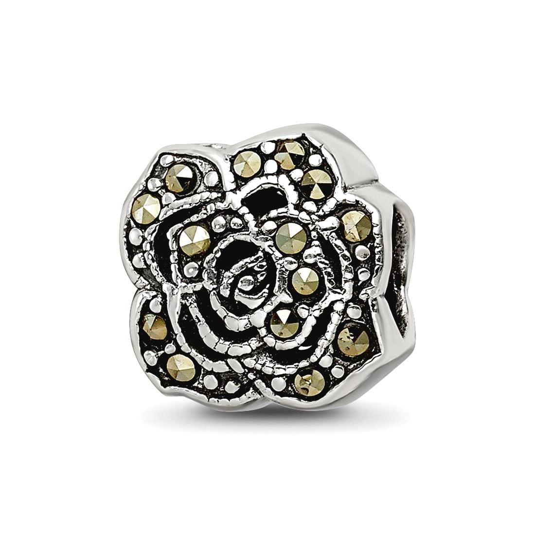 Sterling Silver Reflections Marcasite Flower Bead