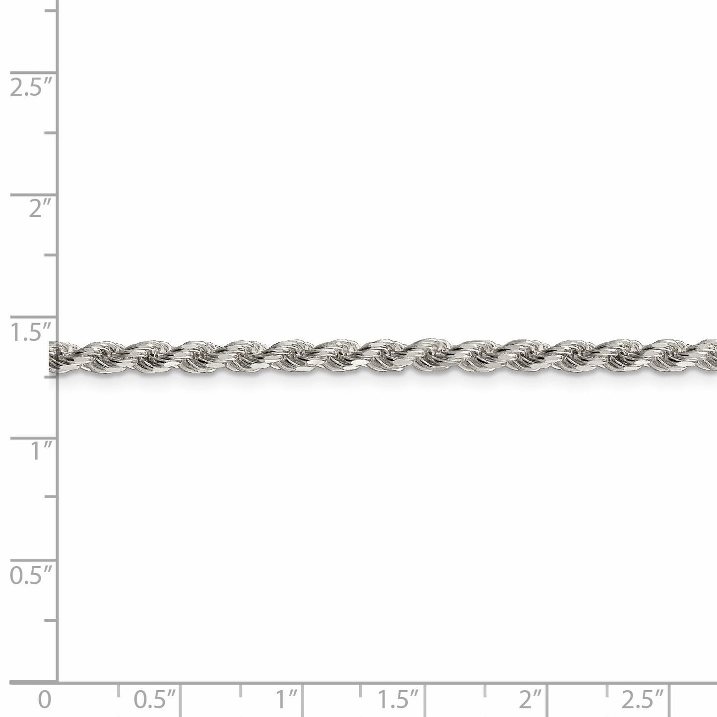 Sterling Silver 3.2mm Diamond-cut Rope Chain 22 Inches