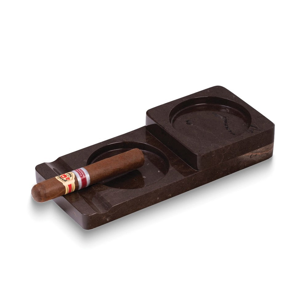 Brown Marble Cigar Ashtray and Coaster