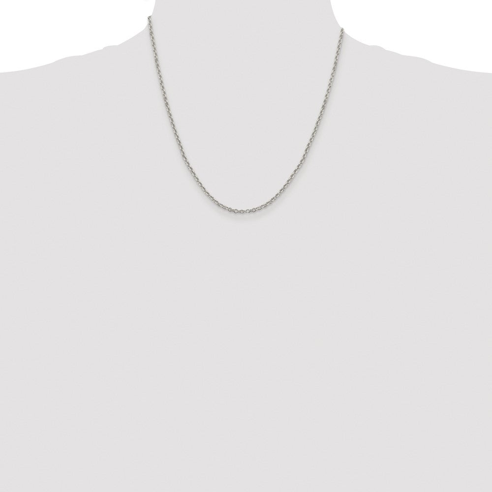 Sterling Silver Rhodium-plated 2.6mm Diamond-cut Cable Chain
