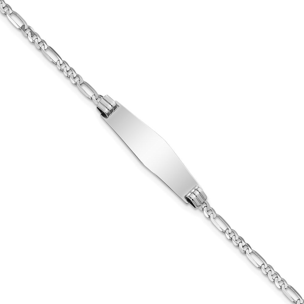 14k WG Soft Diamond Shape Figaro Link ID Bracelet 8 inches