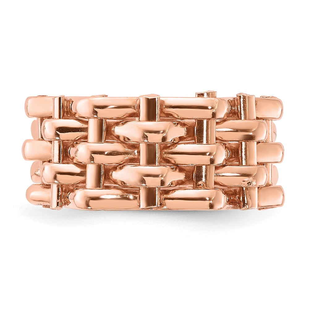 Sterling Silver Rose-Tone 5 Row Woven Panther Ring