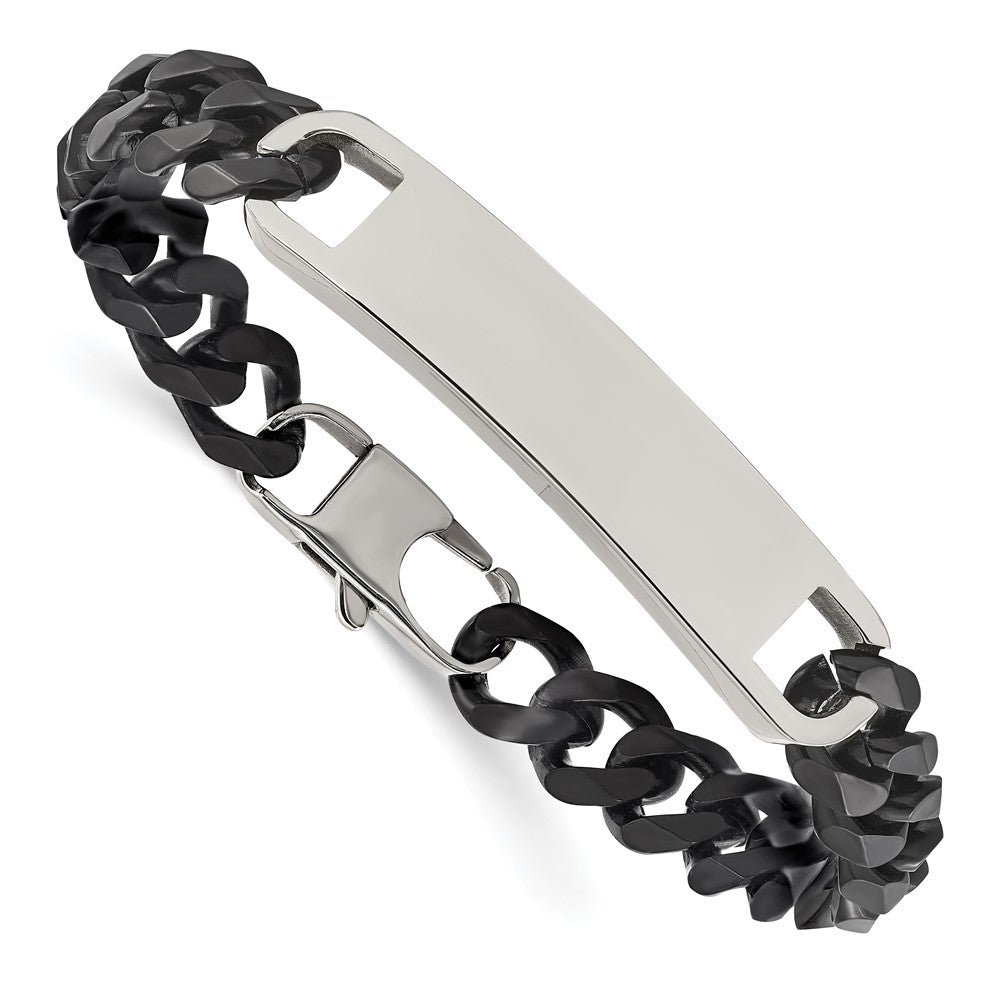 Stainless Steel Polished Black IP-plated 8.5in ID Bracelet 8.5 inches