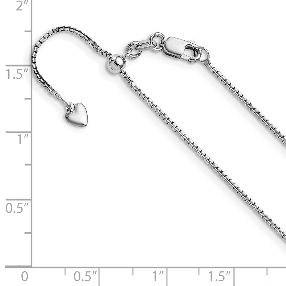 14K White Gold Adjustable 1mm D/C Box Chain
