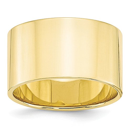 10k Yellow Gold 12mm Lightweight Flat Wedding Band Size 10.5