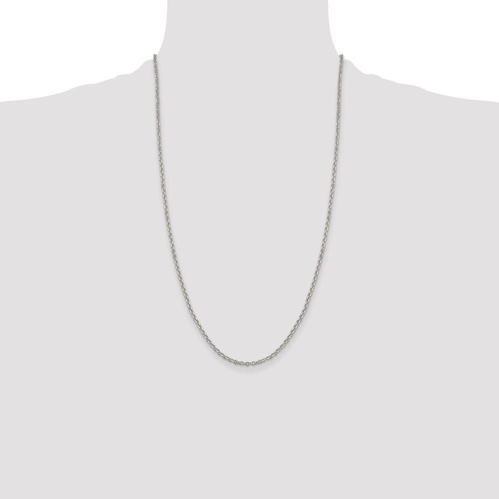 Sterling Silver 2.6mm Diamond-cut Cable Chain 26 Inches