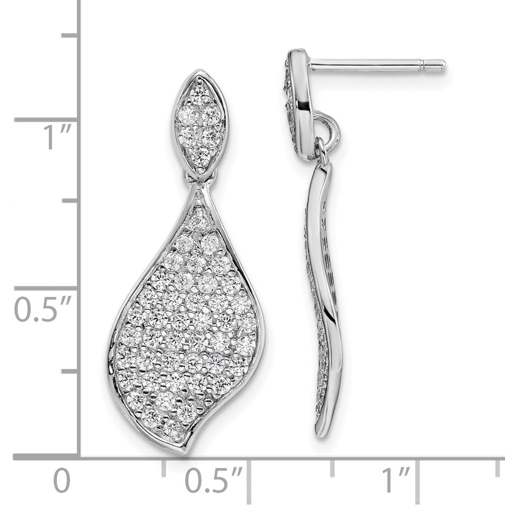 Sterling Silver Rhodium-plated CZ Fancy Dangle Earrings