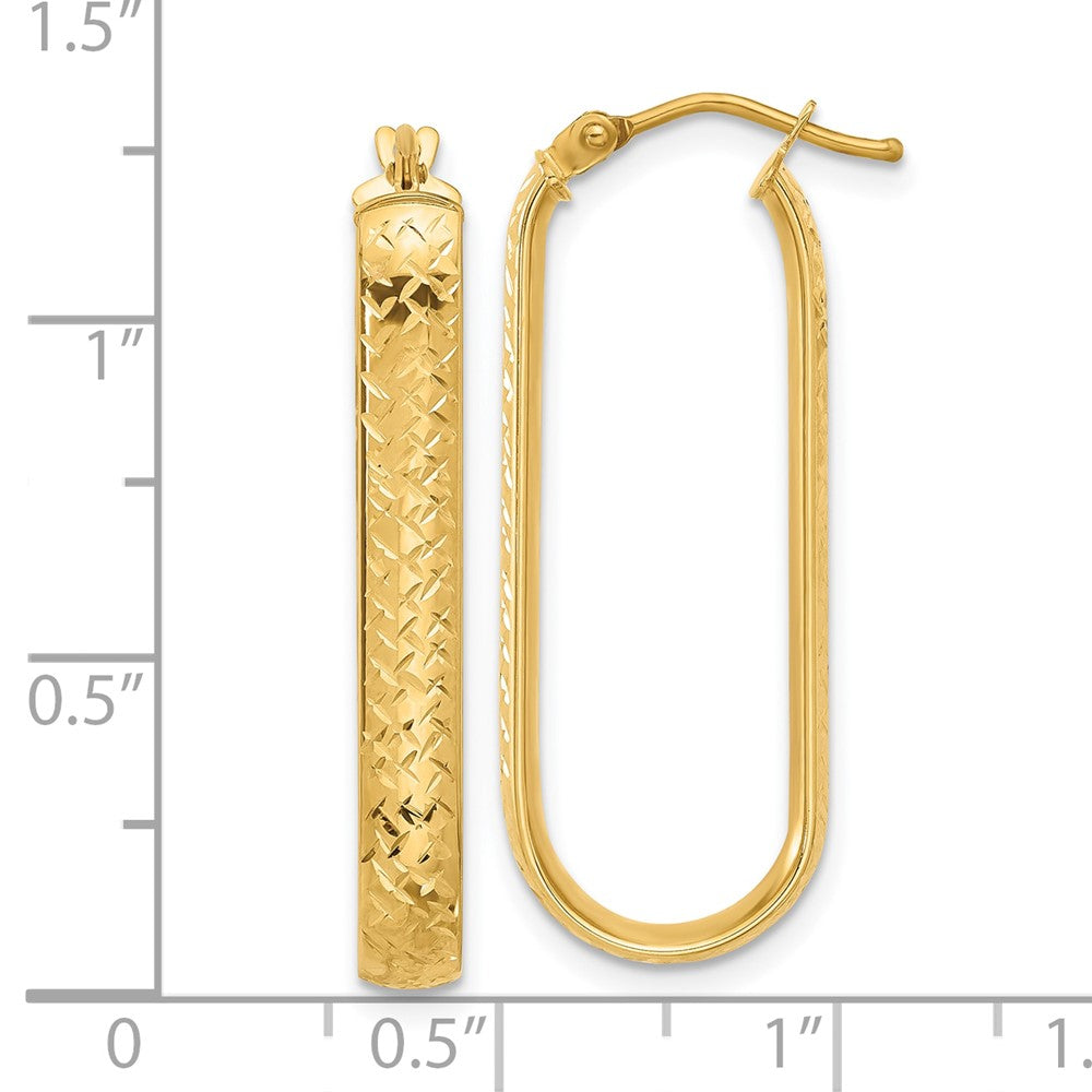 10K Polished and Diamond-cut Oval Hoop Earrings