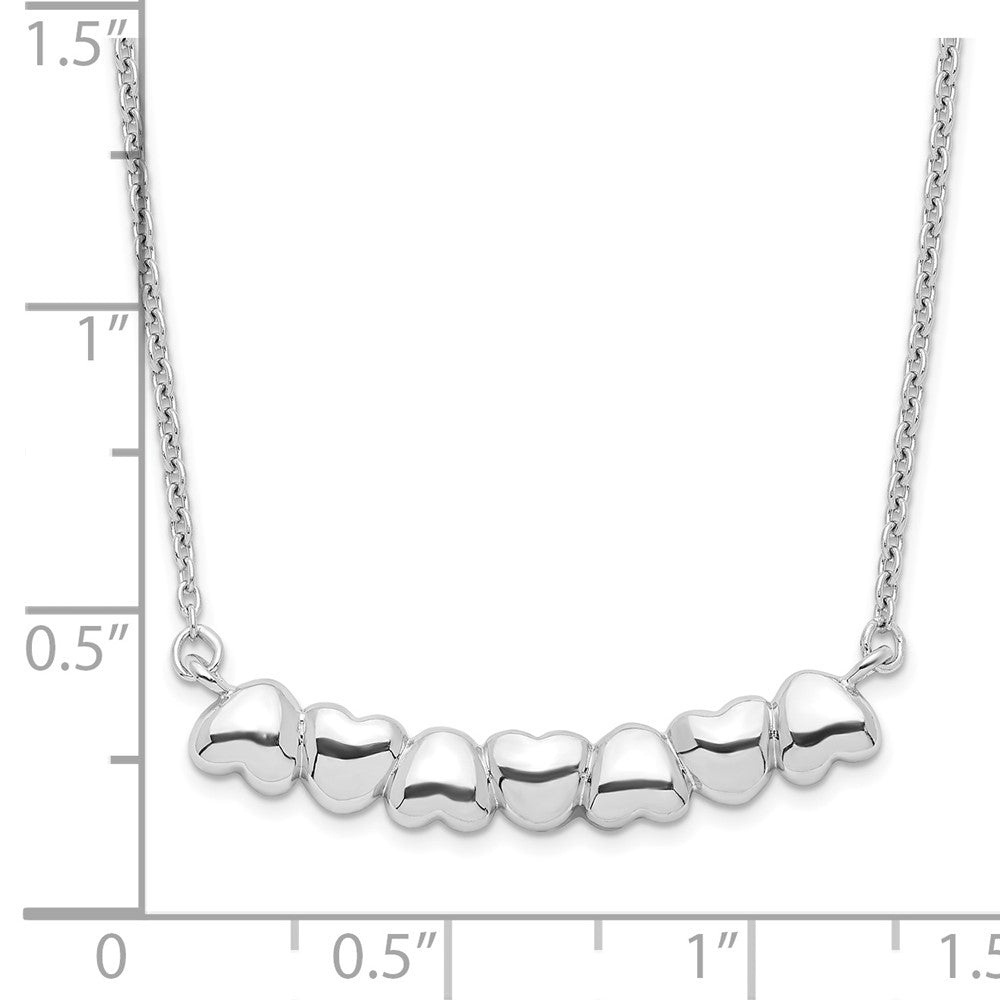 Sterling Silver Rhodium-plated w/2in ext Heart Bar Necklace 16 Inches