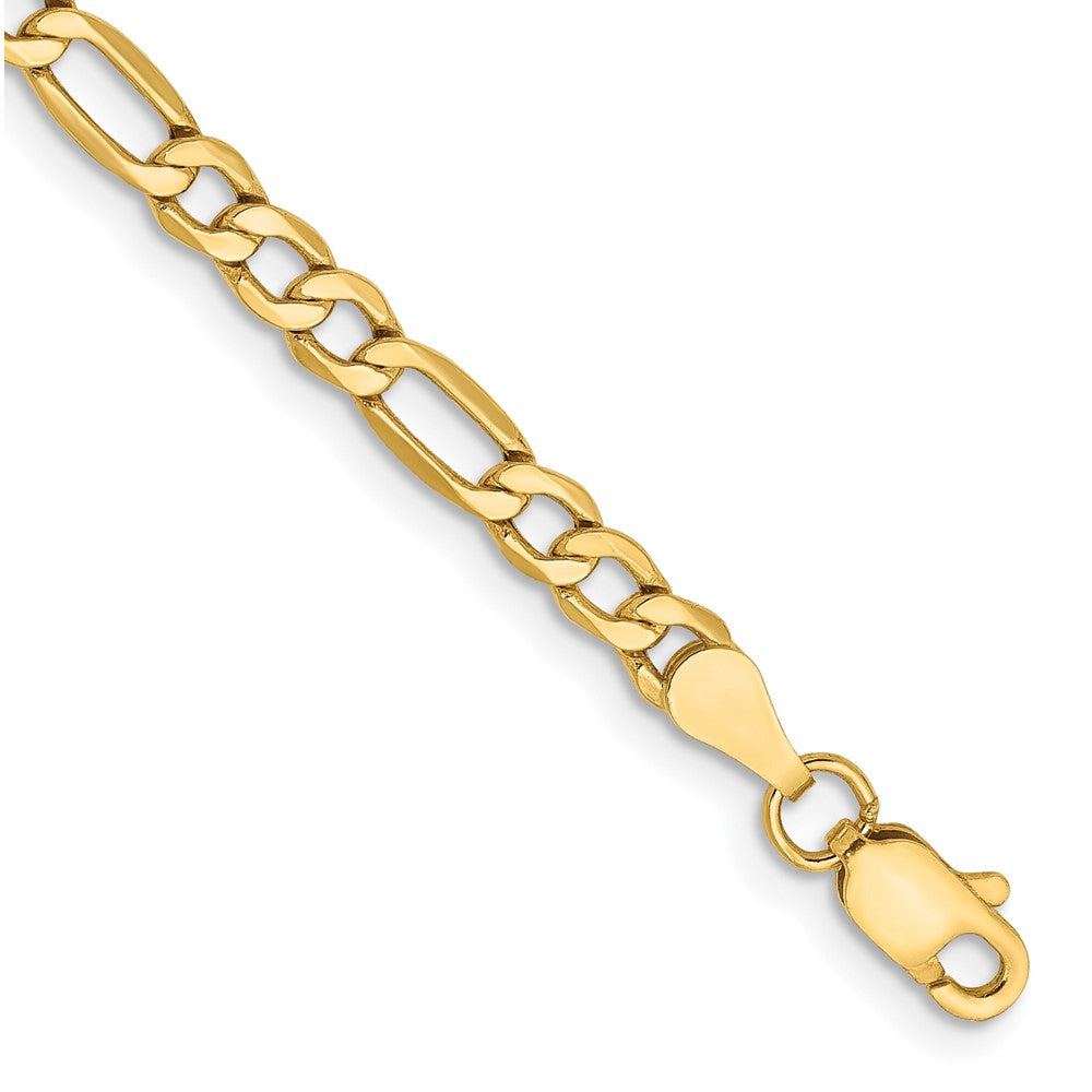14K 9 inch 3.5mm Semi-Solid Figaro with Lobster Clasp Anklet 9 inches
