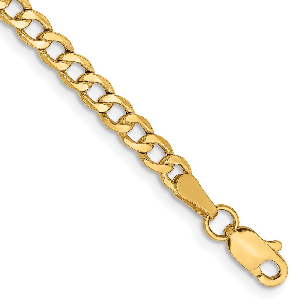 14K 7 inch 3.35mm Semi-Solid Curb with Lobster Clasp Bracelet 7 inches