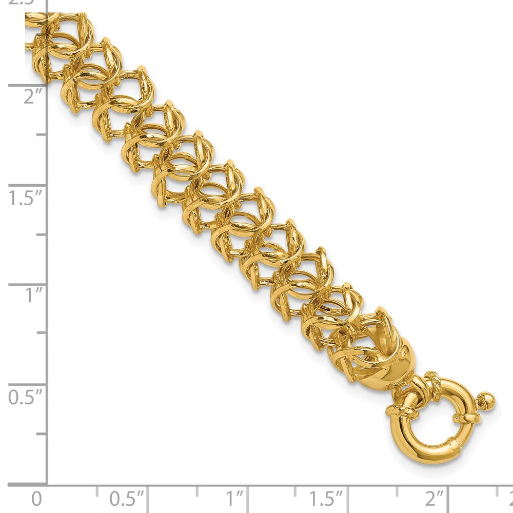 14K Polished Woven Link Bracelet 8 inches