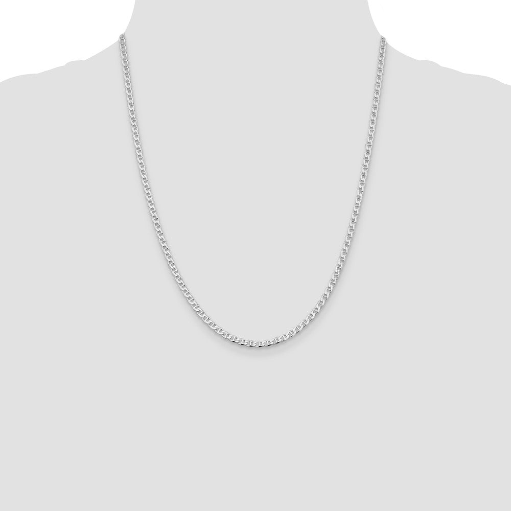 Sterling Silver Rhodium-plated 3.15mm D/C Flat Anchor Curb Chain 22 Inches