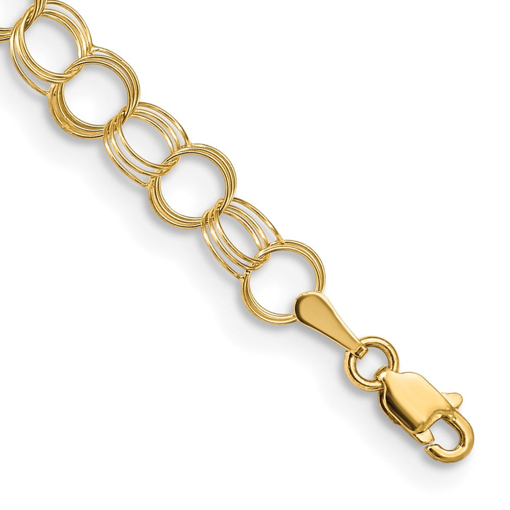 14k Solid Triple Link Charm Bracelet 8 inches