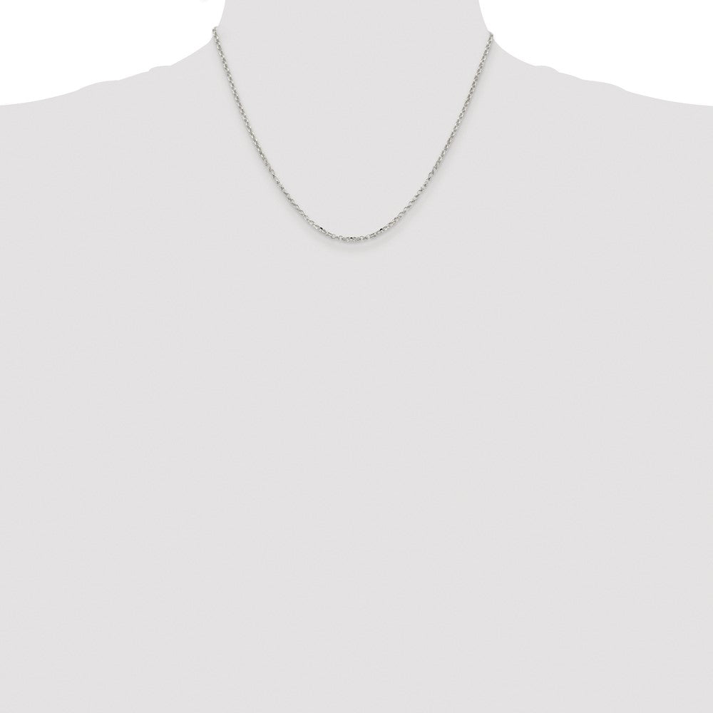 Sterling Silver Rhodium-plated 2.2mm Diamond-cut Cable Chain