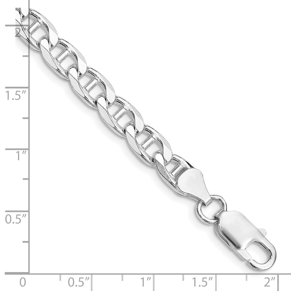 Sterling Silver Rhodium-plated 6.5mm D/C Flat Anchor Curb Chain 8 inches