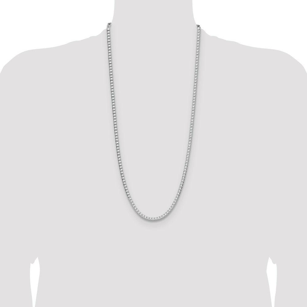 Sterling Silver Rhodium-plated 4.7mm D/C Square Franco Chain