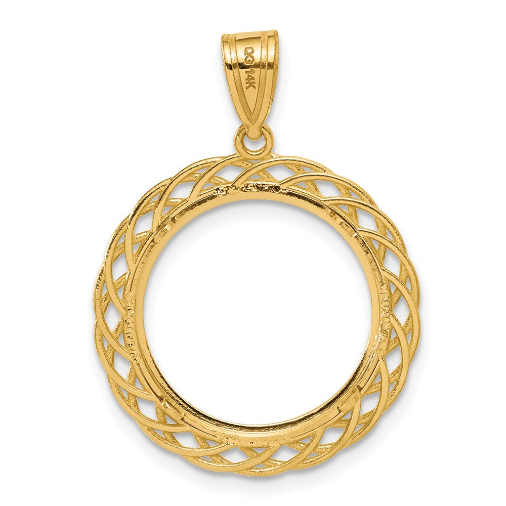 14k Polished Triple Loop with 16.5mm Prong Coin Bezel Pendant
